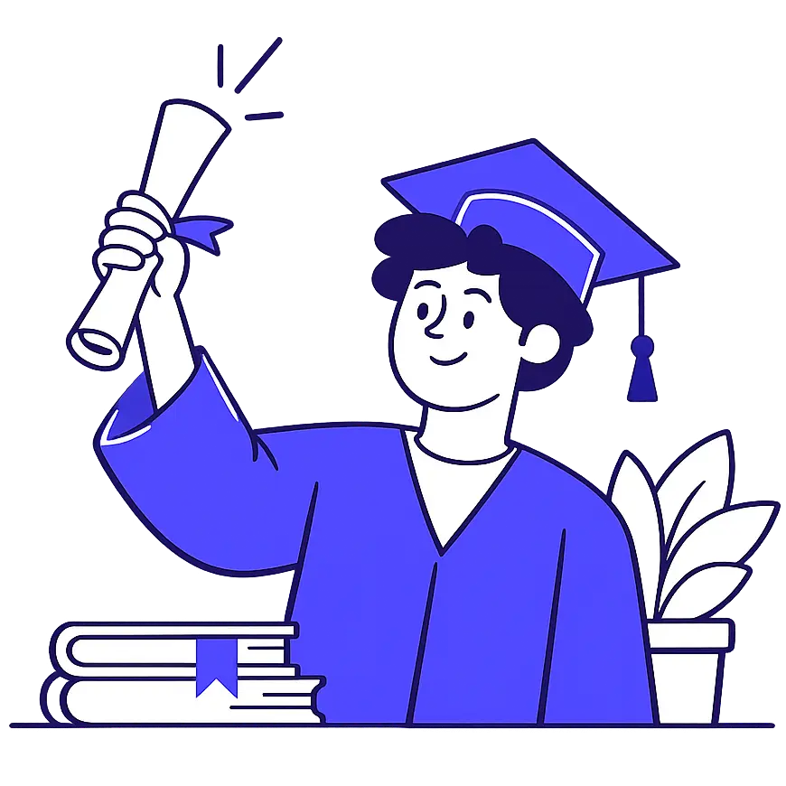 Ilustracija maturanta z diplomom